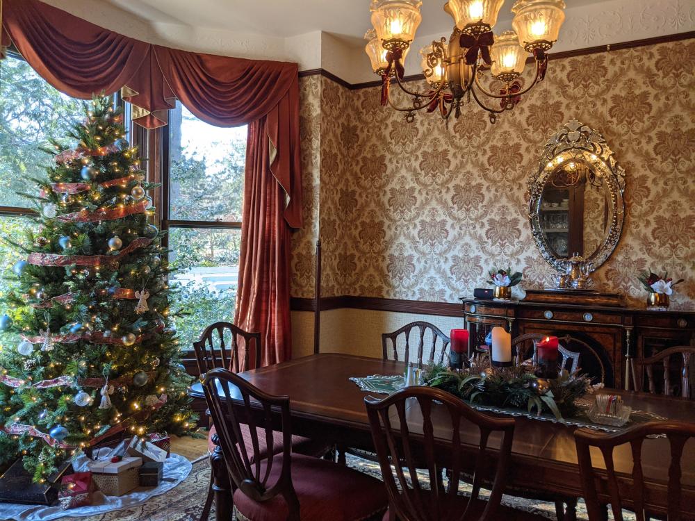 Holiday decorations at the 1899 Wright Inn and Carriage House in Asheville, NC