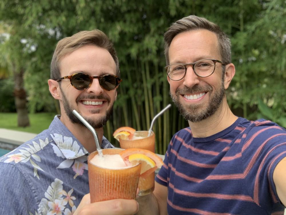 Lick owners Anthony Sobotick and Chad Palmatier with glasses of Creamy Grapefruit Freeze