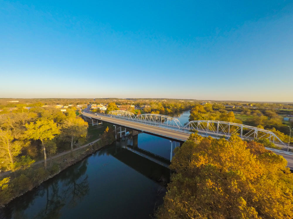 Colorado River and the Old Iron Bridge in the Fall