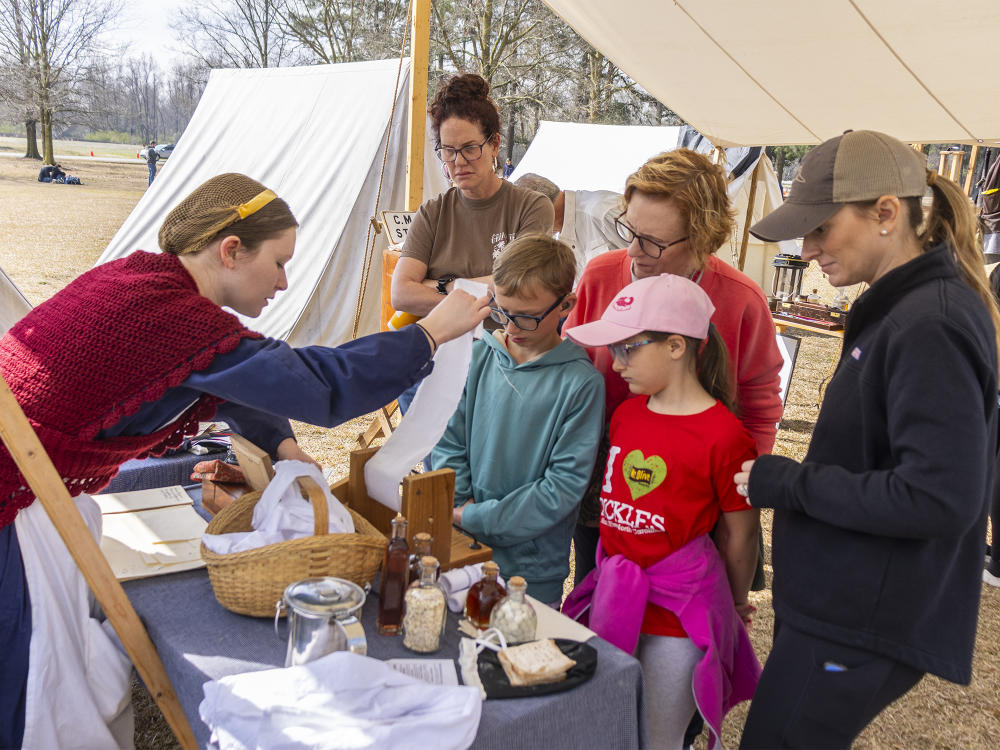 Living History Activity with Family at Bentonville 160th Reenactment