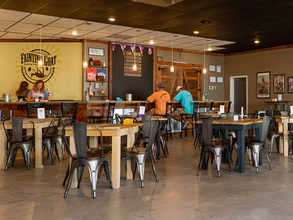 Fainting Goat Brewing Co. tasting room in Benson, NC.