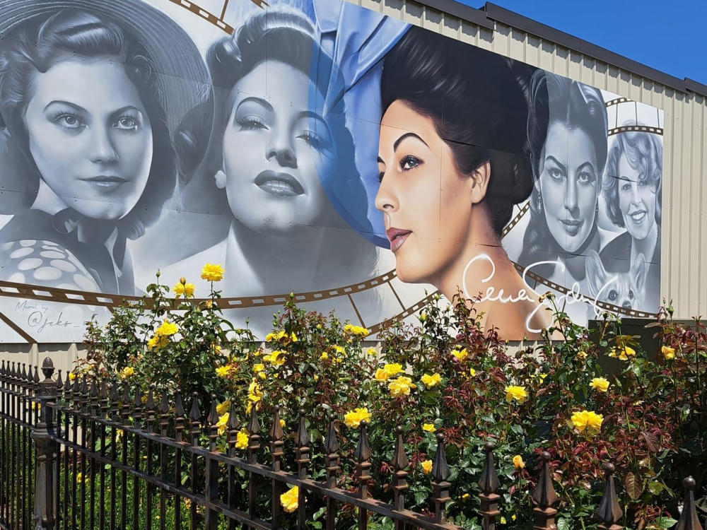 Ava Gardner Mural and Rose Garden in Smithfield, NC.