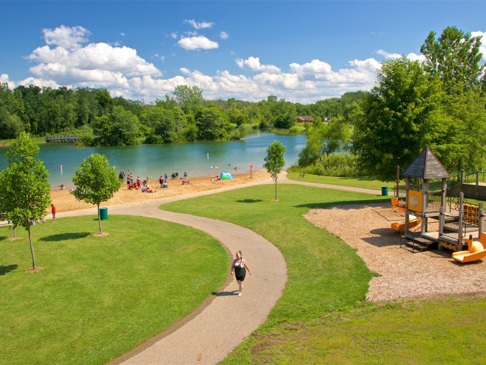 Markin Glen Park is home to a beautiful beach, playground, and lots of green spaces for a perfect summer outing.