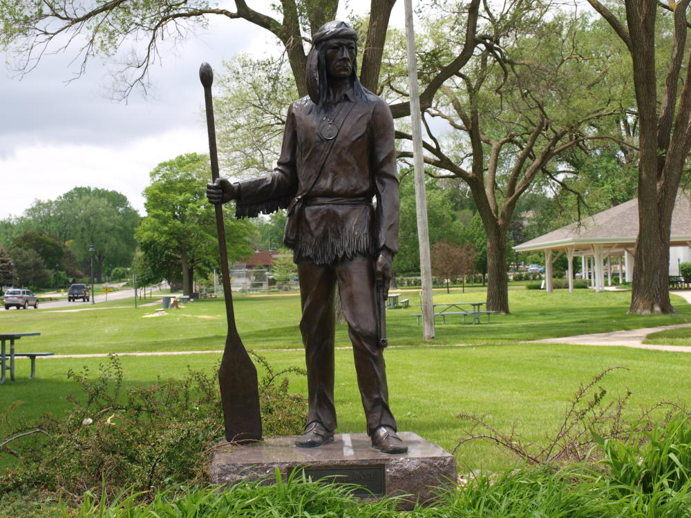 Statue of Chief Big Foot of the Potawatomi tribe.