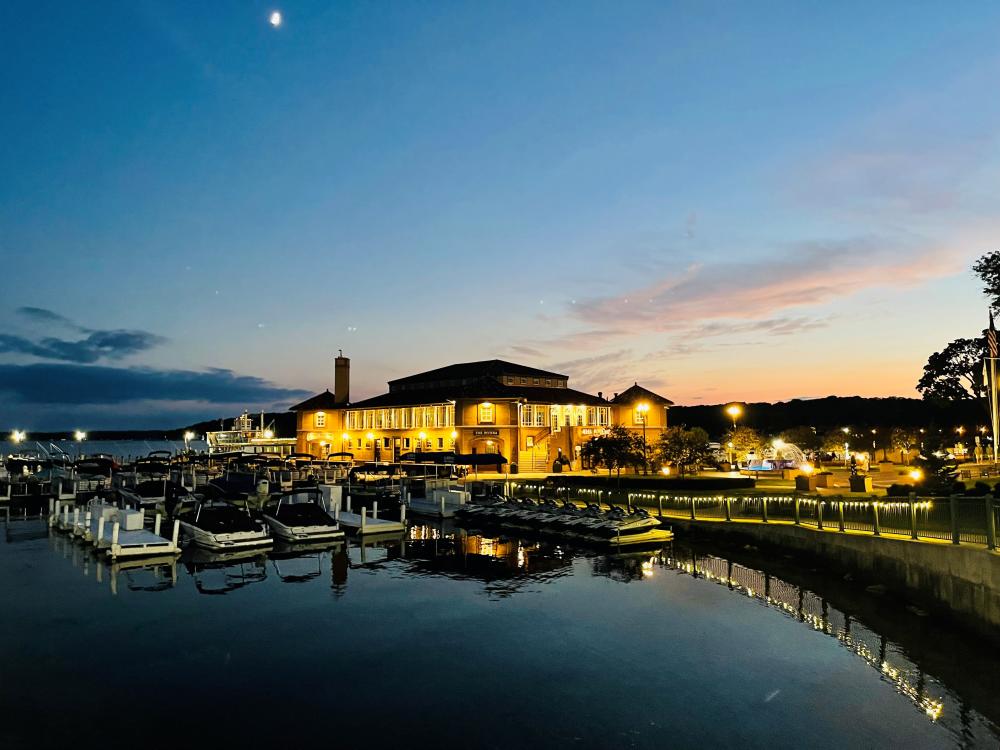 The Riviera in Lake Geneva at night
