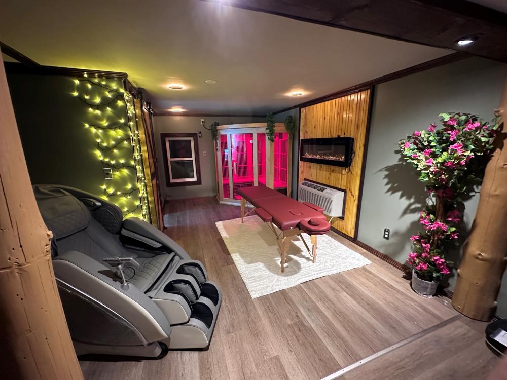 The Zen Den massage room at The Lake Geneva Lodge.