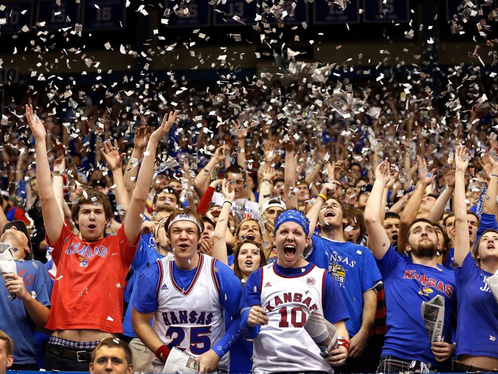 Basketball fans in Allen Fieldhouse