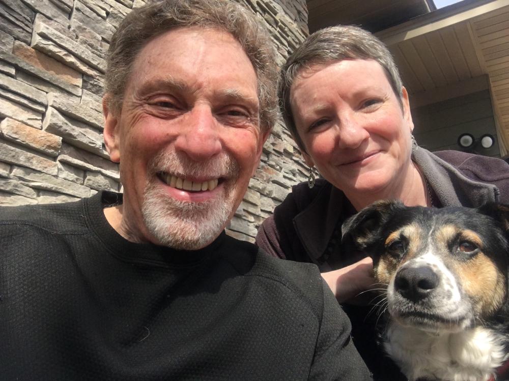 Mary Butler, her husband, and their dog Kaboom in Brooklyn Park, MN