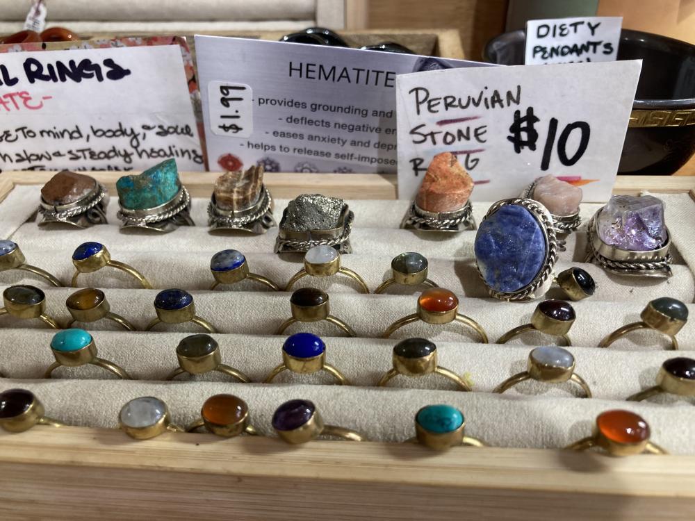Peruvian stone rings for sale at Earths Elements in Palm Springs