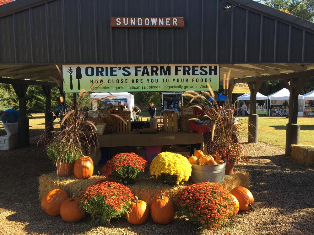 A farm stand holds produce at orie's farm