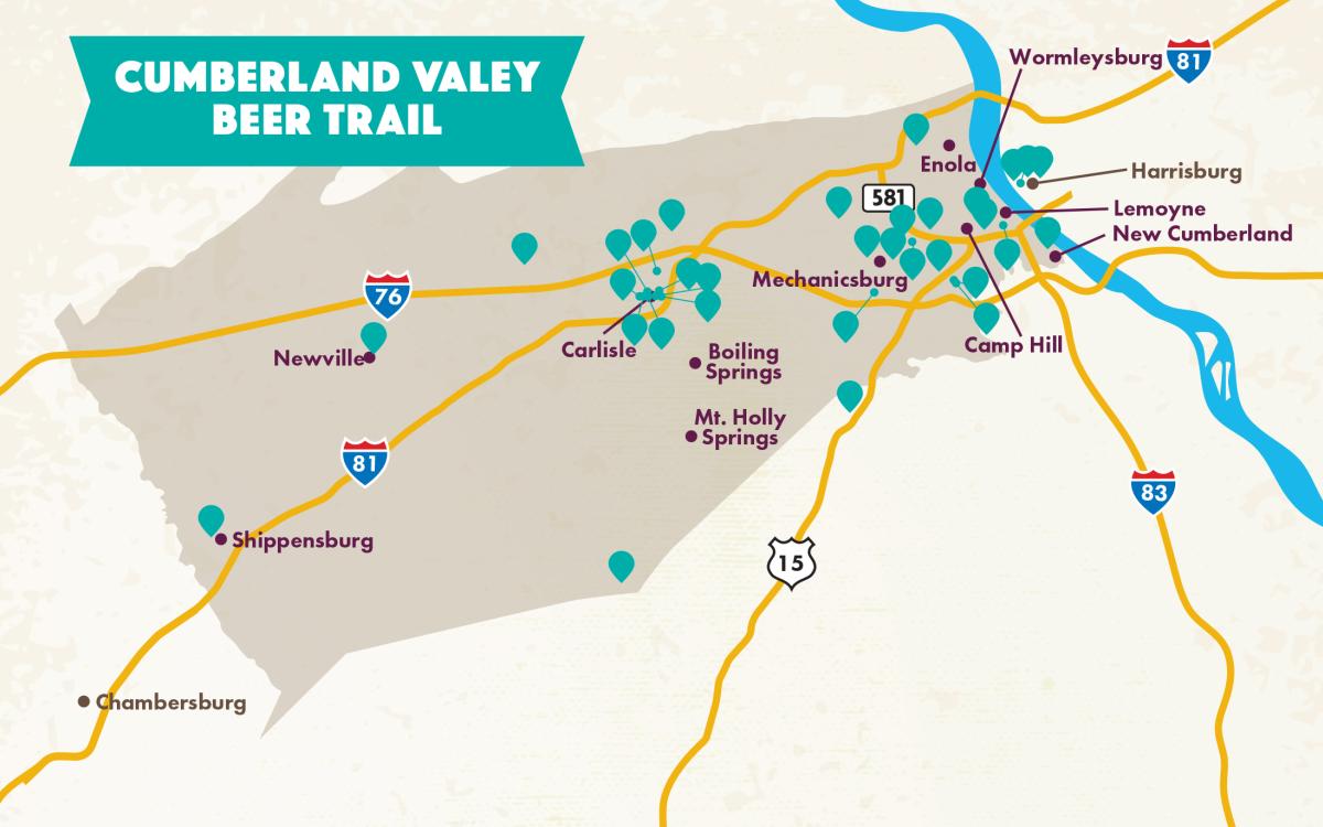 2023 Cumberland Valley Beer Trail Map