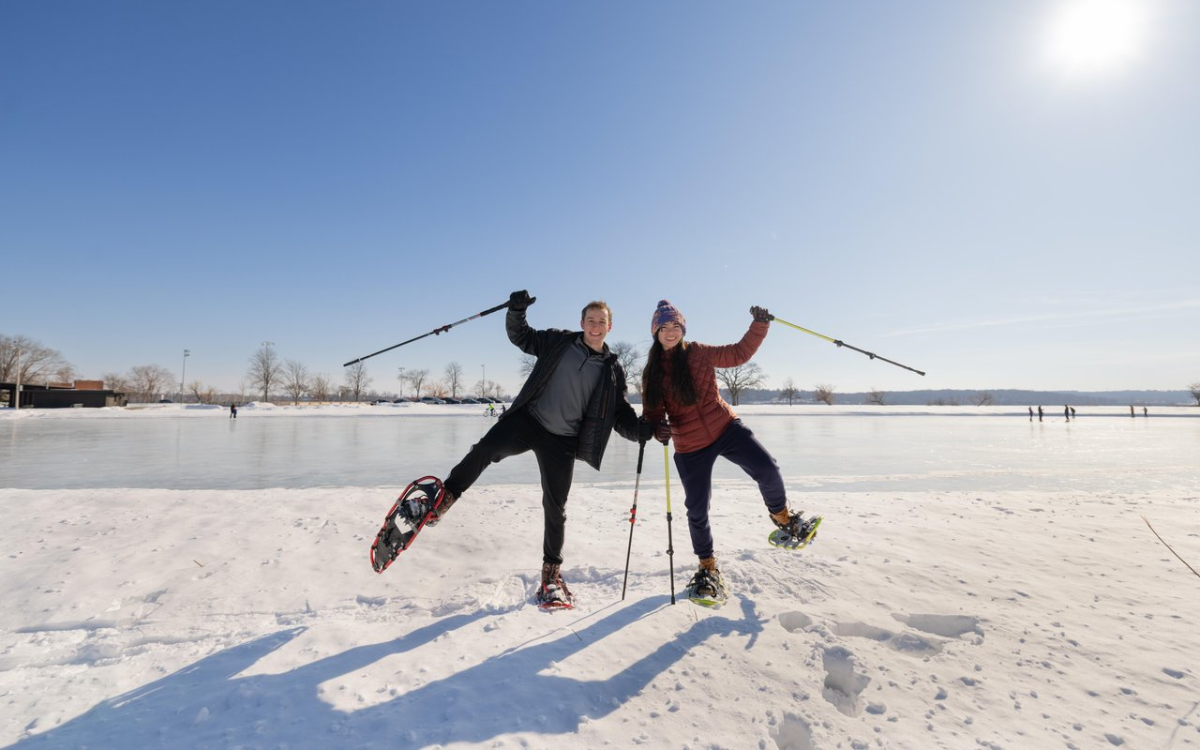 Two cross country skiers in Madison