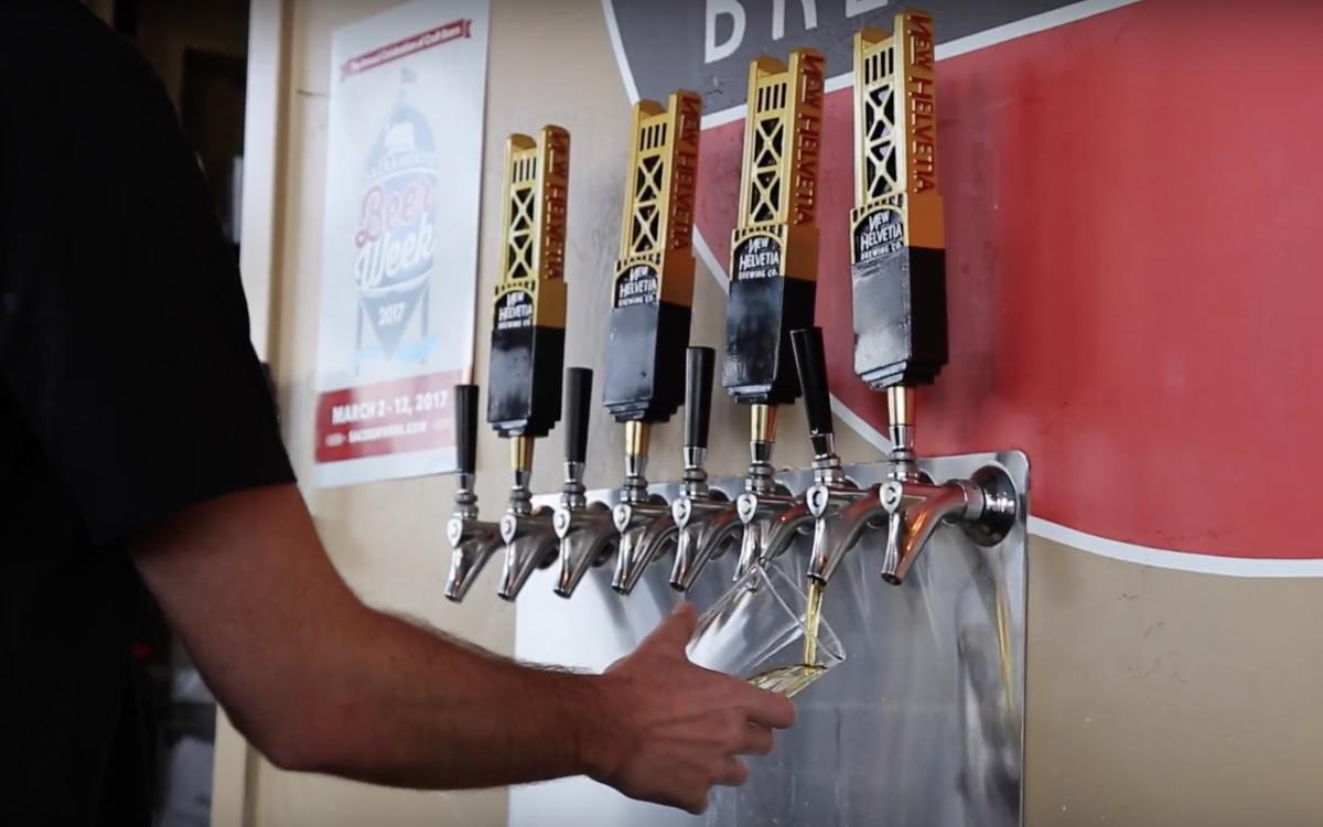 New Helvetia Beer Brewery Pouring