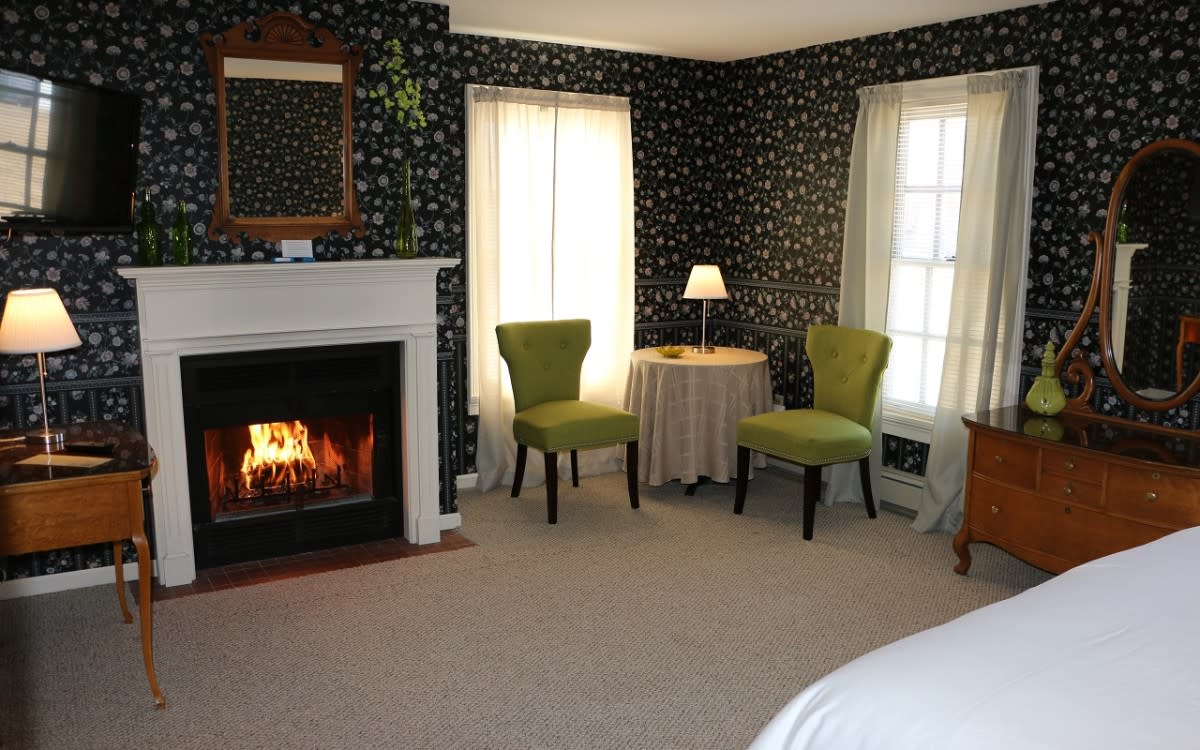 Merrill Magee Inn bedroom and fireplace