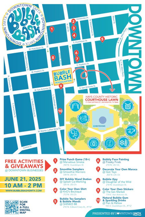 map of bubble bash business activities and event grounds