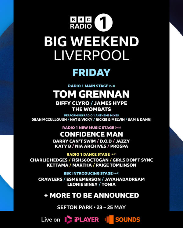 Big Weekend Liverpool 2025 Friday lineup