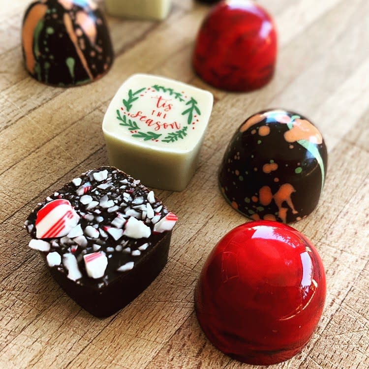 Holiday decorated chocolates at DNA Chocolate in Chandler, AZ