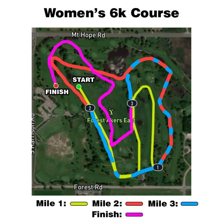 Map of Women's 6K Course
