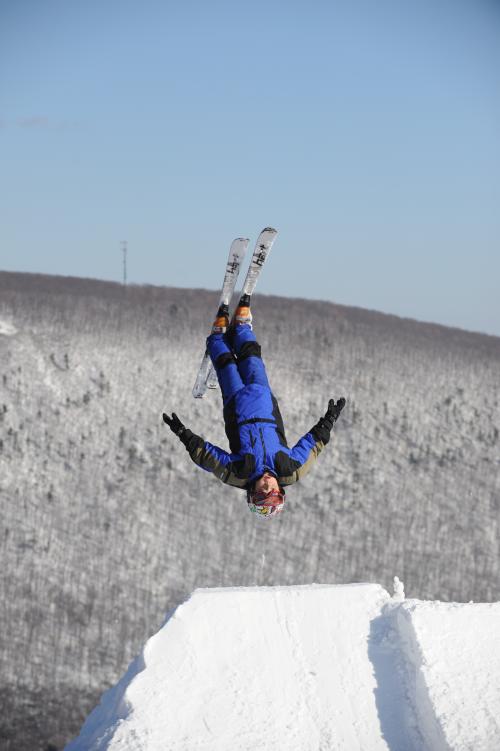 Olympian Chris Lillis pictured on skis at Bristol Mountain