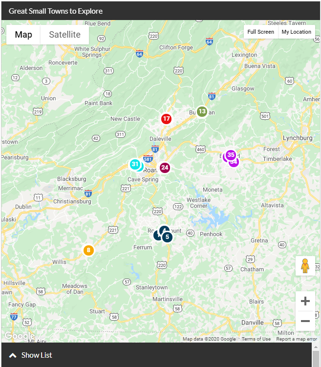 Great Small Towns Map - Virginia's Blue Ridge