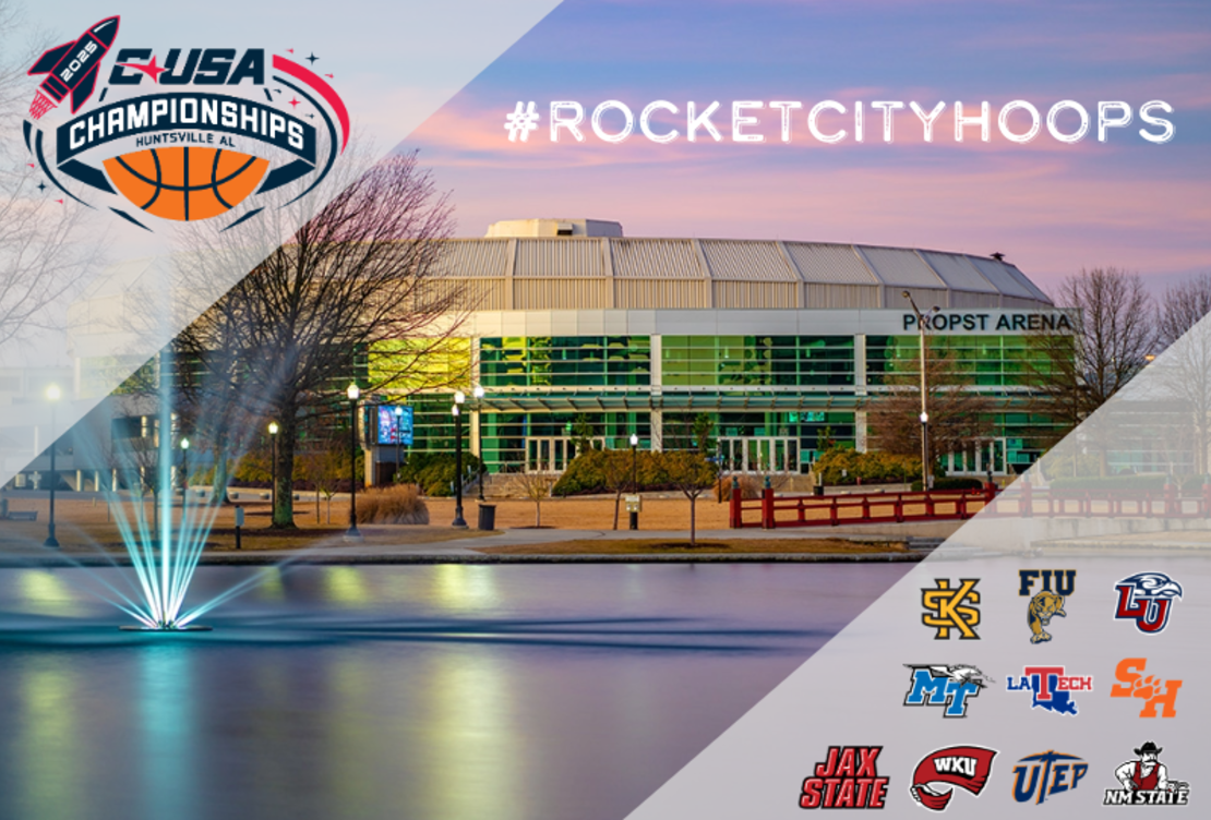 CUSA and team Logos against a photo of Propst Arena