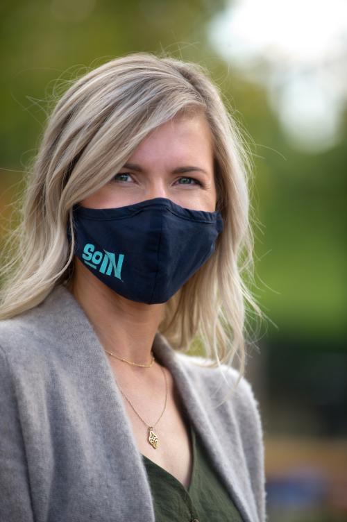 Woman wearing SoIN Mask