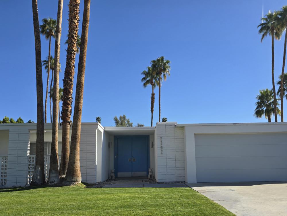 French blue colored door at 2282 S Alahambra, Palm Springs