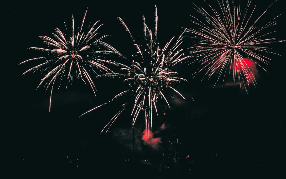 A stock image of fireworks at night