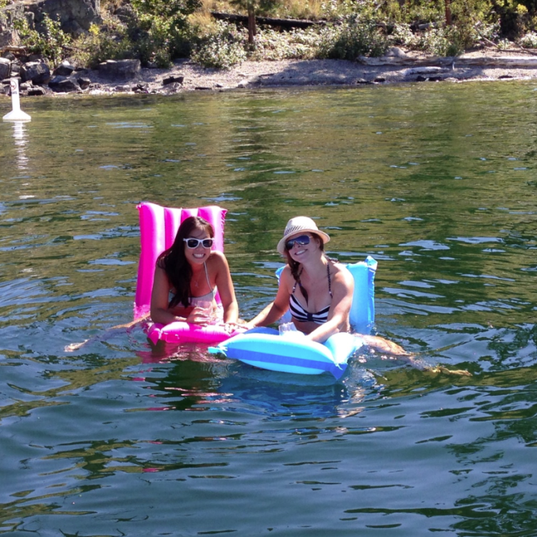 Wesla & Friend floating on the lake