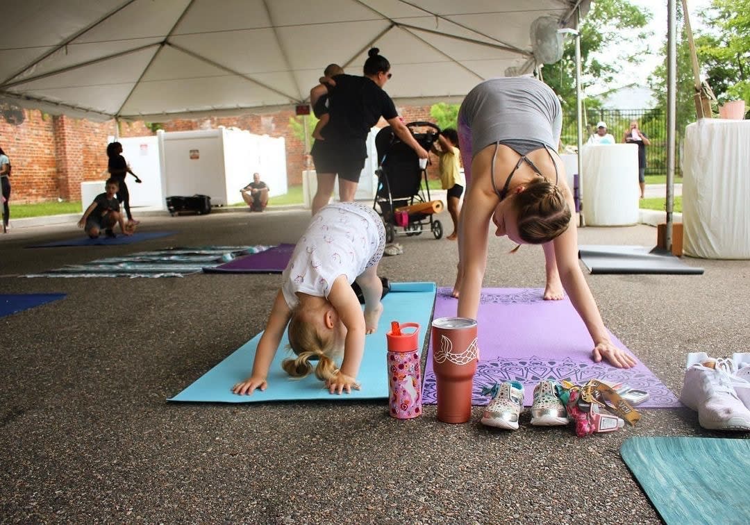 Mother And Child Doing Yoga At Yoga Joy Mommy & Me Class In Richmond, VA