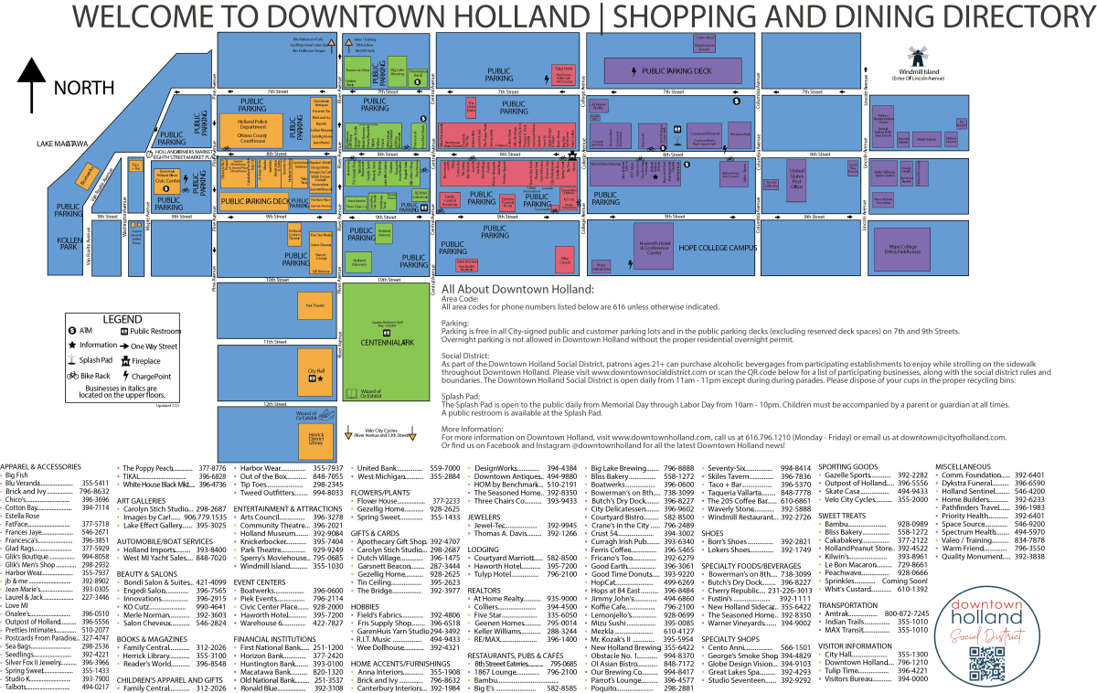 Downtown Holland Shopping Map