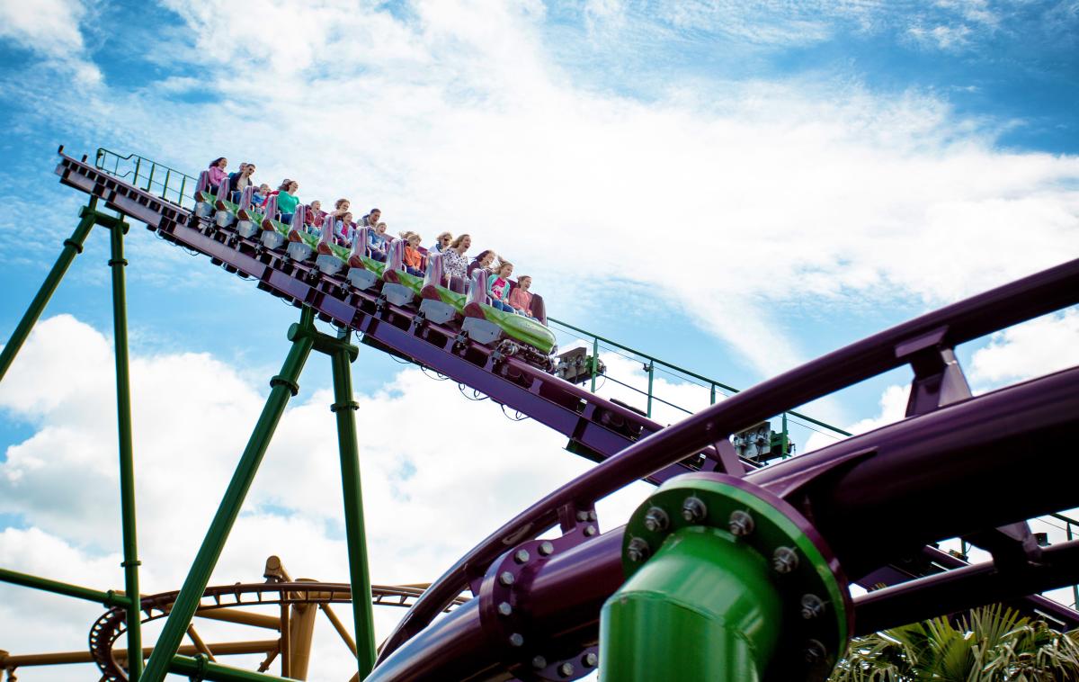 Rollercoaster ride in Lost Kingdom at Paultons Park in the New Forest