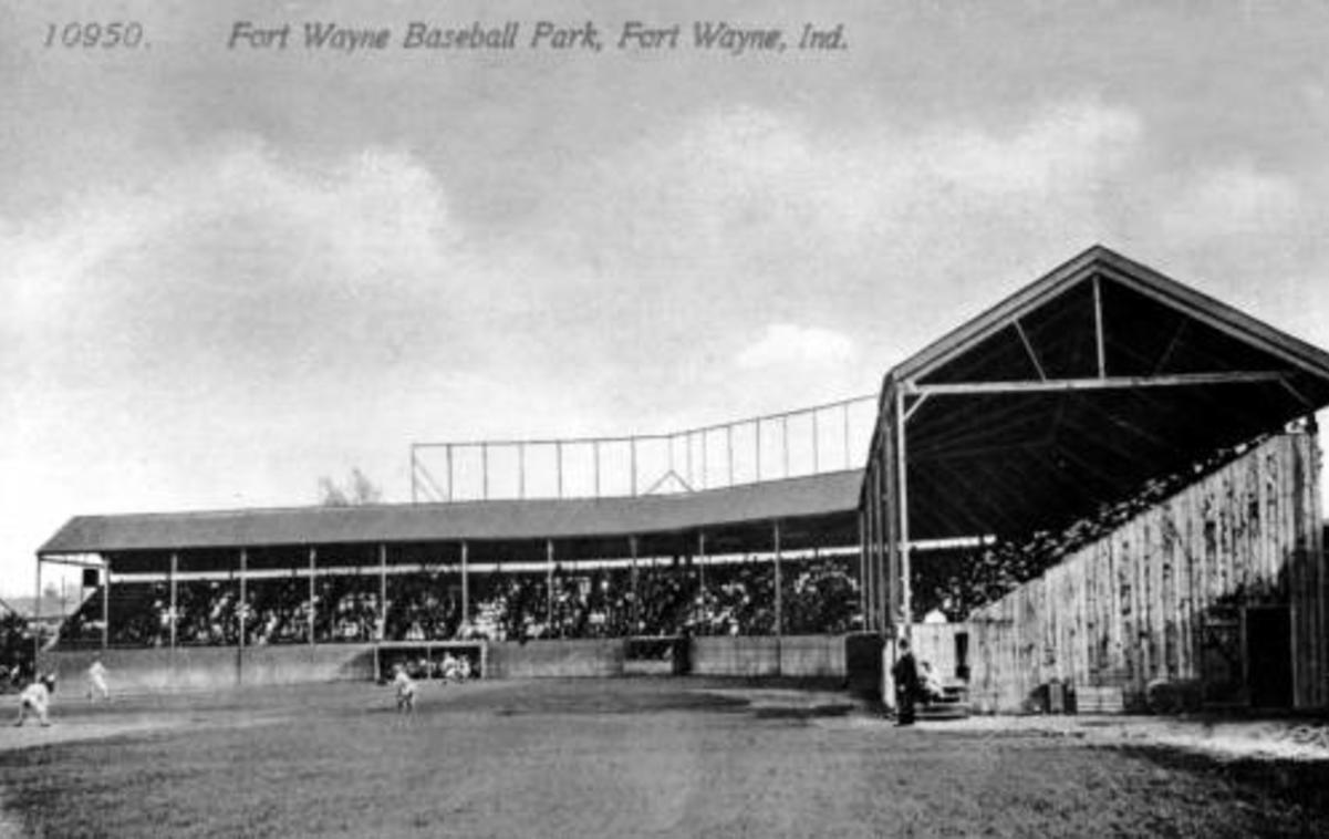 Historic black and white photo of Fort Wayne Baseball Park