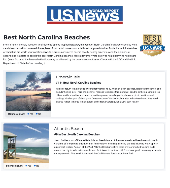 U.S. News Best North Carolina Beaches Cover