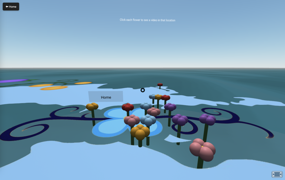 Screenshot of Island Of The Fairies virtual reality map of Mackinac Island with clickable flowers