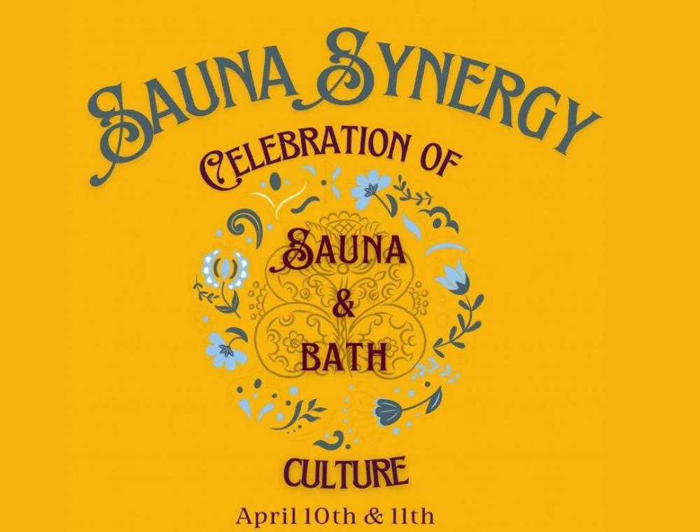 Graphic image announcing the Sauna Energy festival at Jennings Holler.