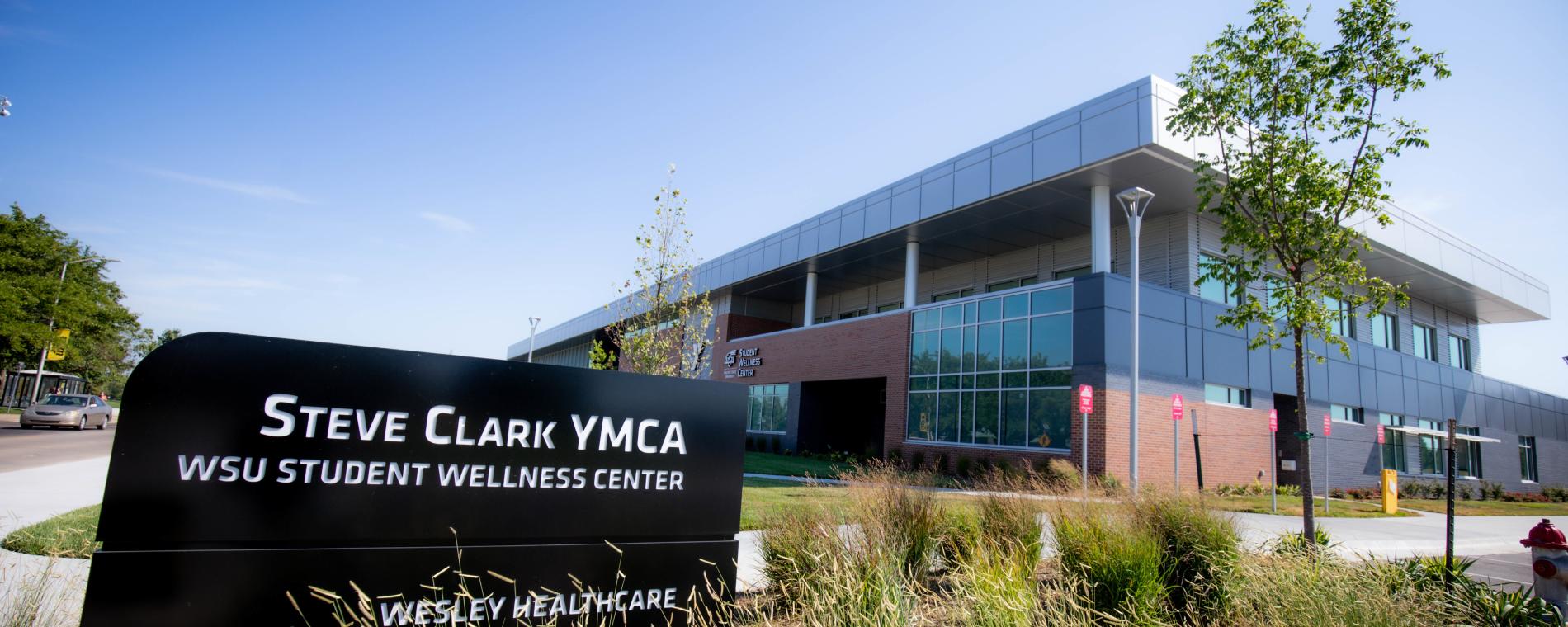 Exterior with Sign Steve Clark YMCA
