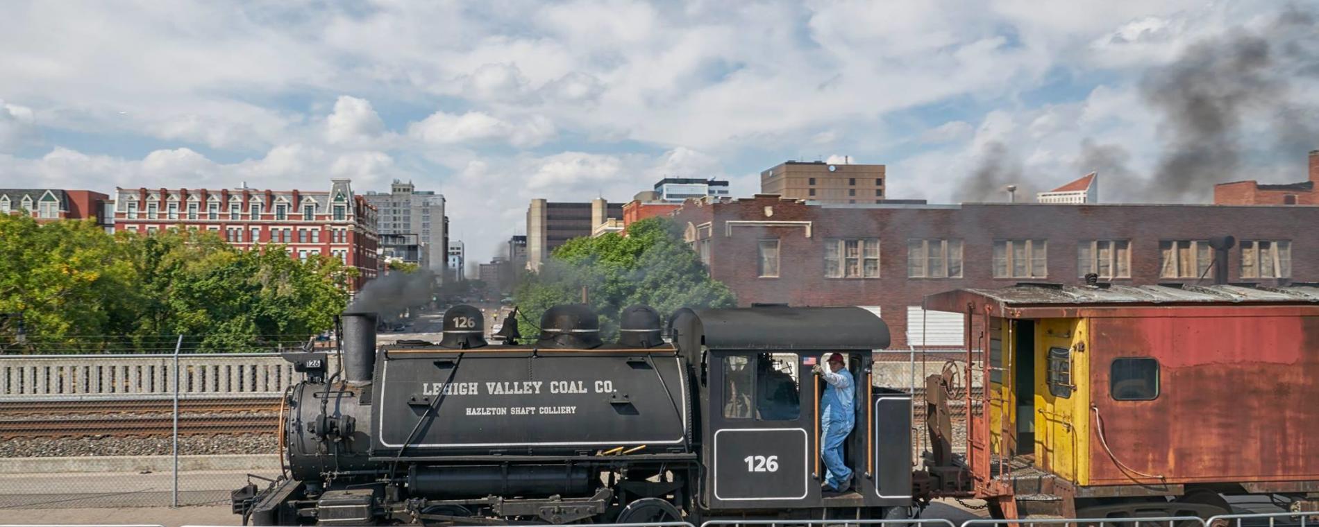 Great Plains Transportation Museum Train and Conductor