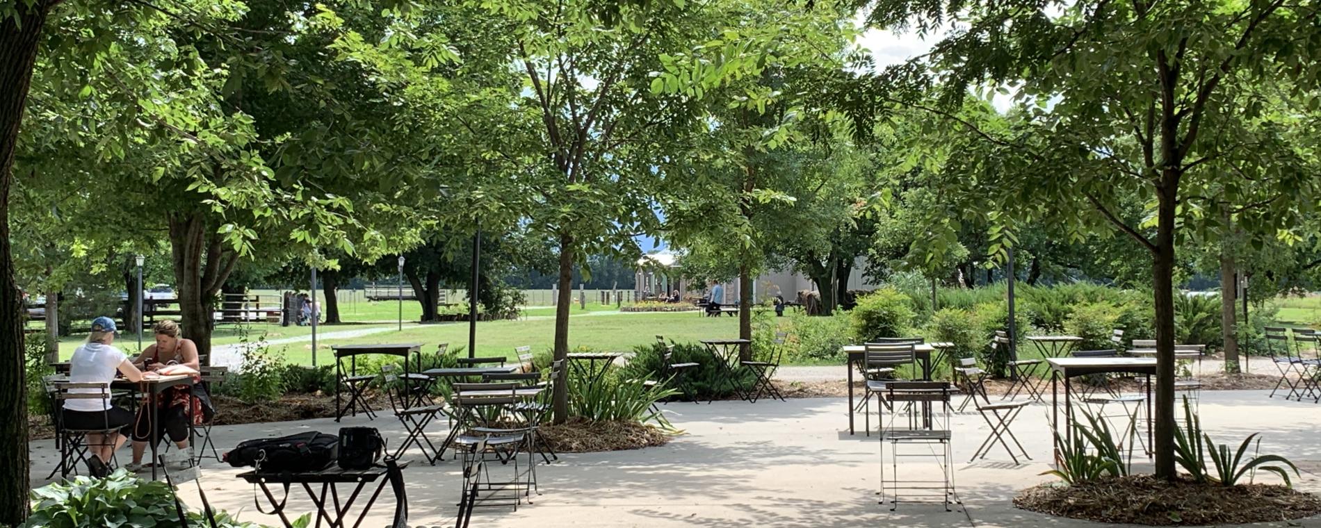 The Elderslie Farm patio looking toward the Creamery