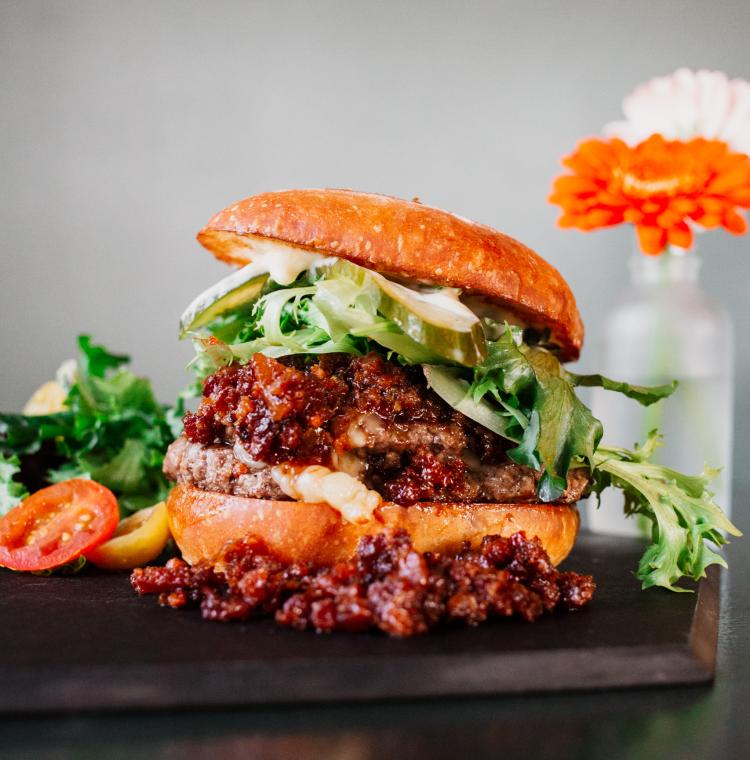 Maple Bacon Smash Burger - The Tipsy Housewife