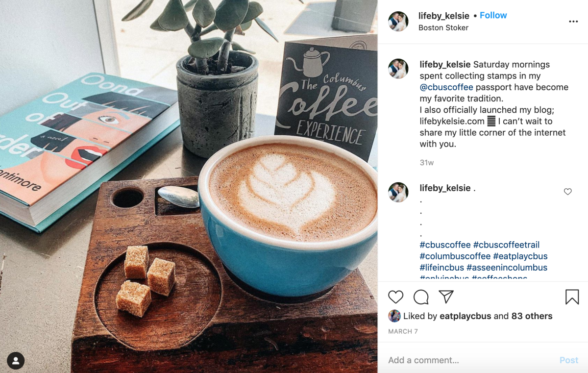 Instagram post about coffee trail from Live By Kelsie