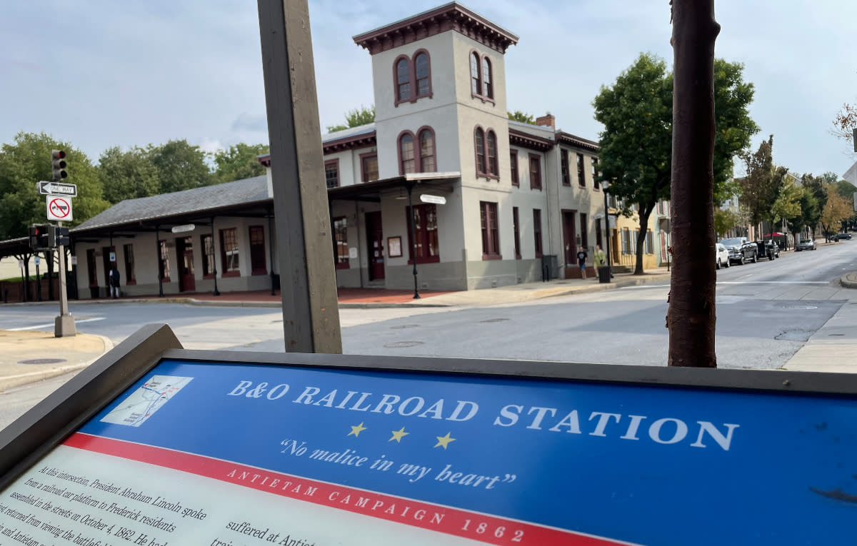 Civil War Trails sign of the B&O Railroad Station