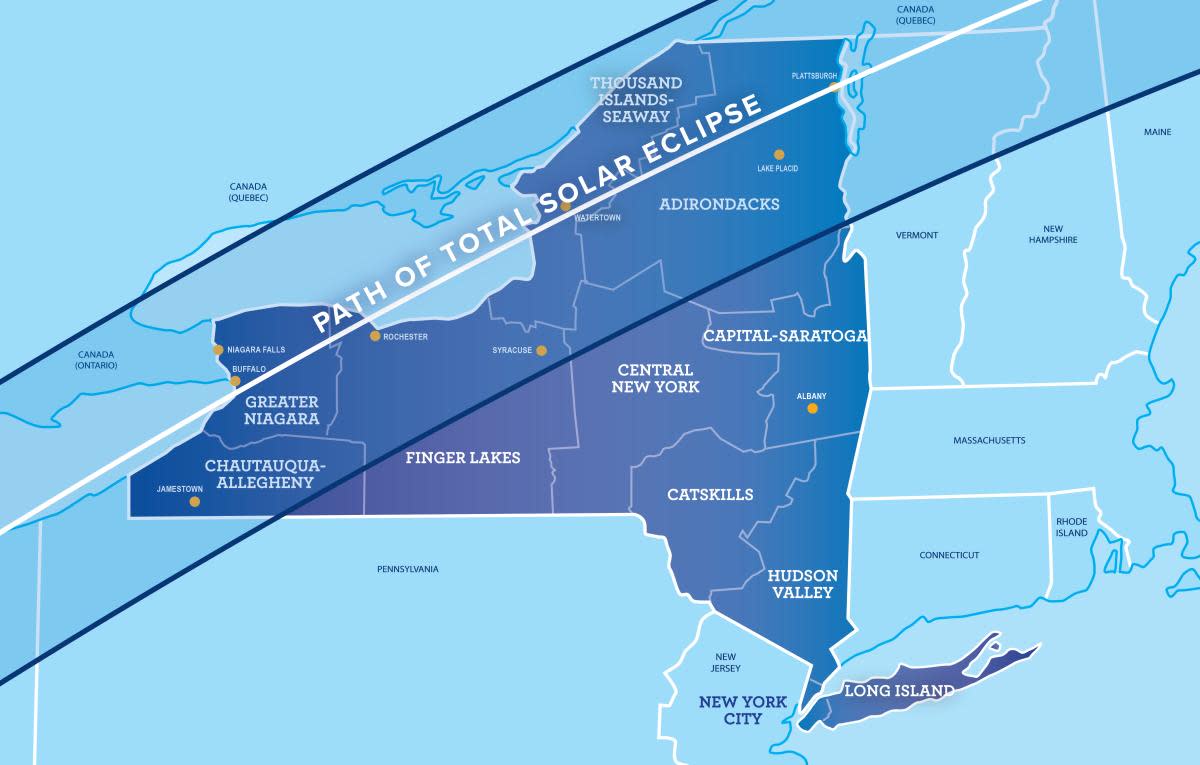 Path of total solar eclipse across New York State