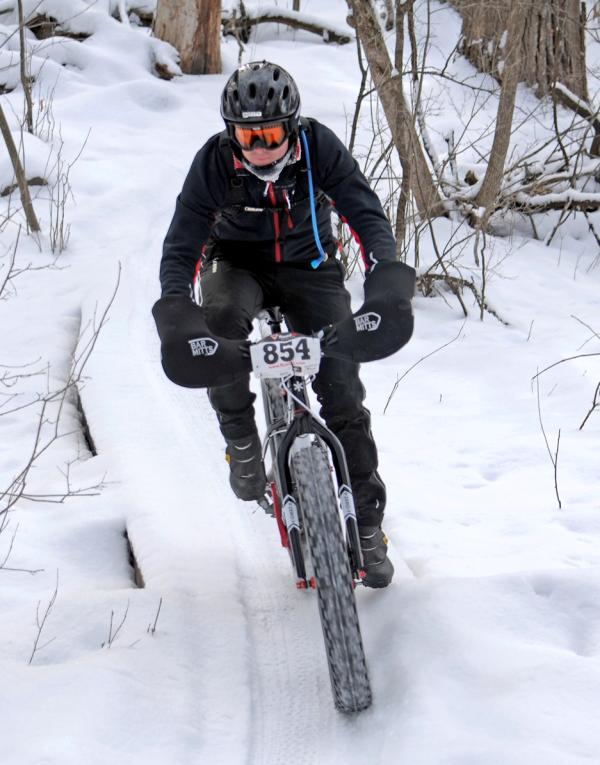 Fat biking in the woods and snow