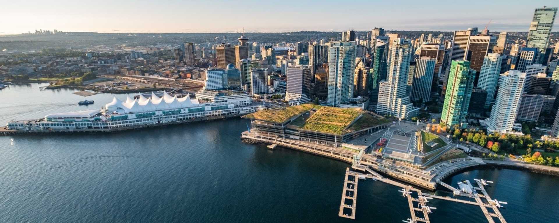 Aerial Vancouver Convention Centre Coal Harbour