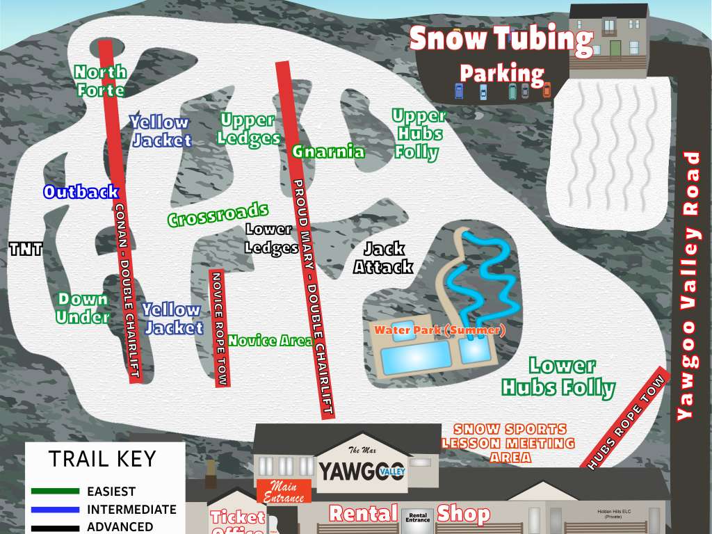 Trail Map of Yawgoo Ski & Waterpark in the winter