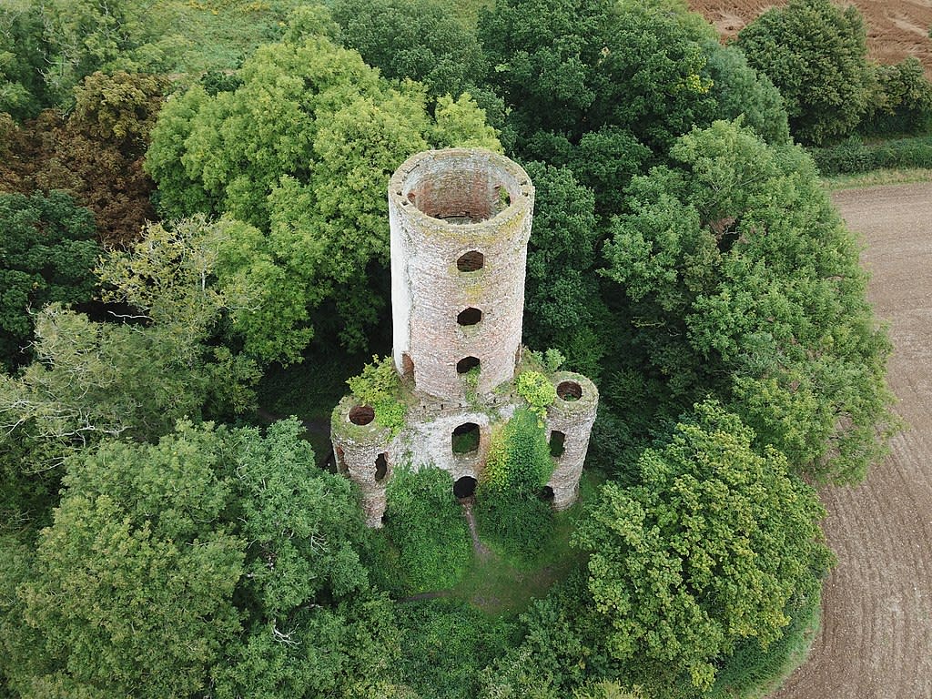 aerial view of the racton monument surrounded by trees