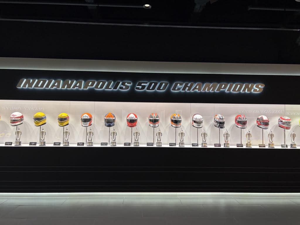Indianapolis Motor Speedway Museum Penske Gallery helmets