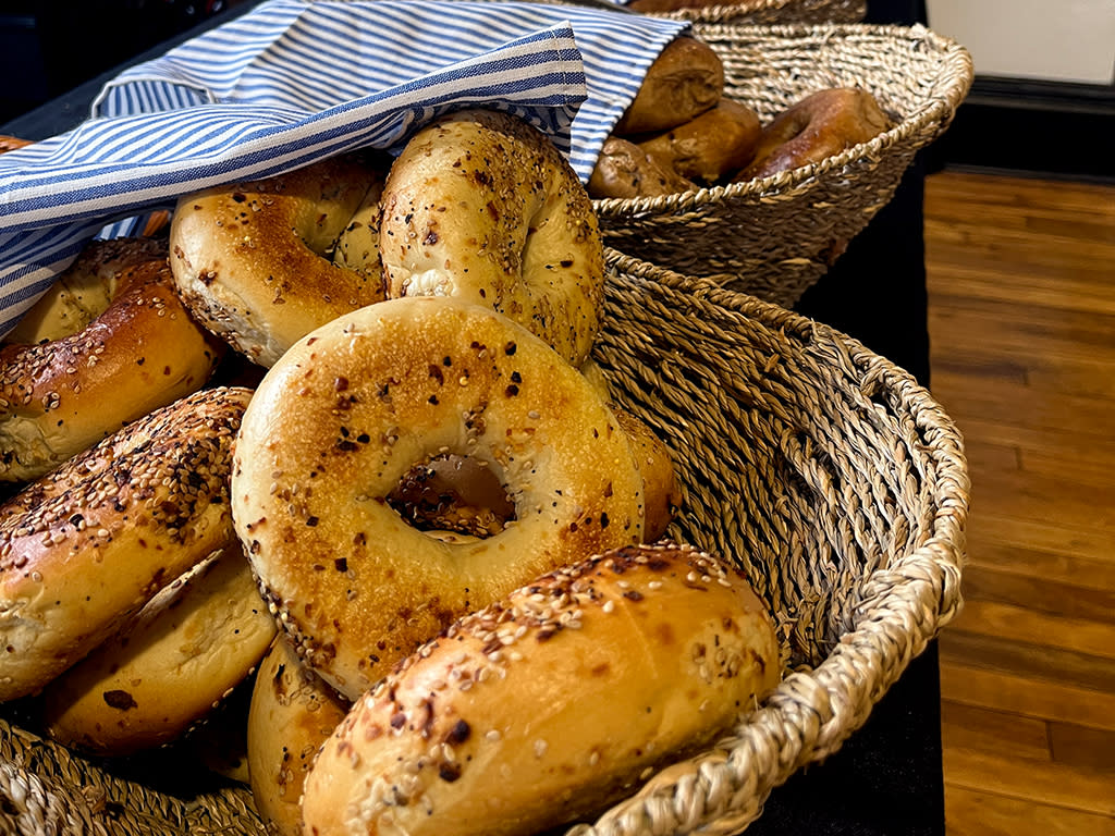 Homemade Bagels Displayed in Basket