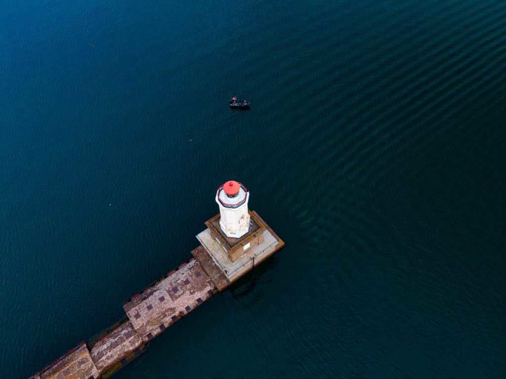 Keweenaw waterway lighthouse aerial